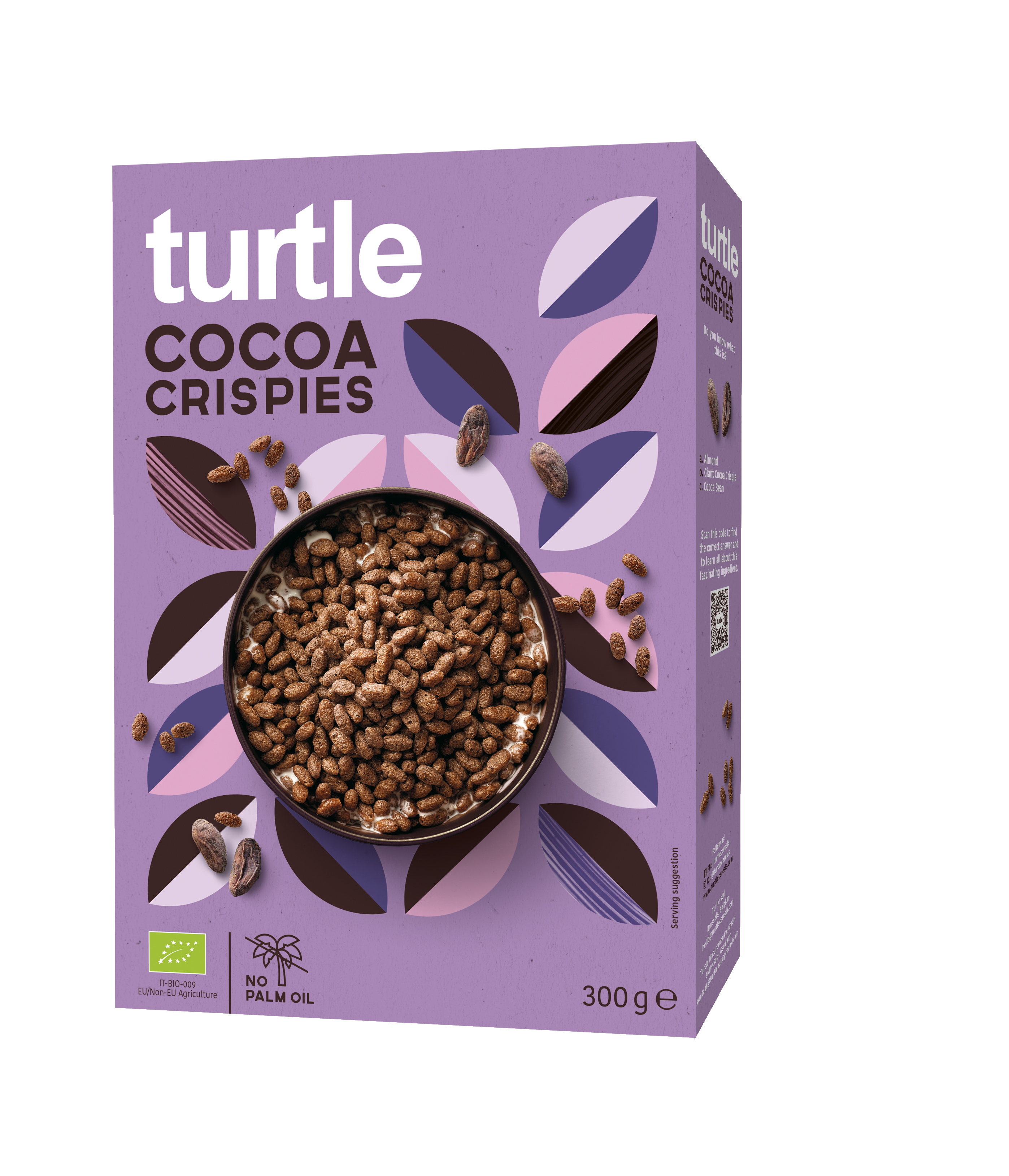 Turtle - Cocoa Crispies companion – Rice-Based Organic Cereals with Cocoa by Turtle. These delicious crispy rice cereals with rich cocoa are organic, vegan and palm oil-free. Start your day with the pure goodness of natural ingredients, and treat yourself to a wholesome and chocolatey breakfast sensation. Turtle's commitment to quality and sustainability shines through in every bite. Try them and aste the difference today!