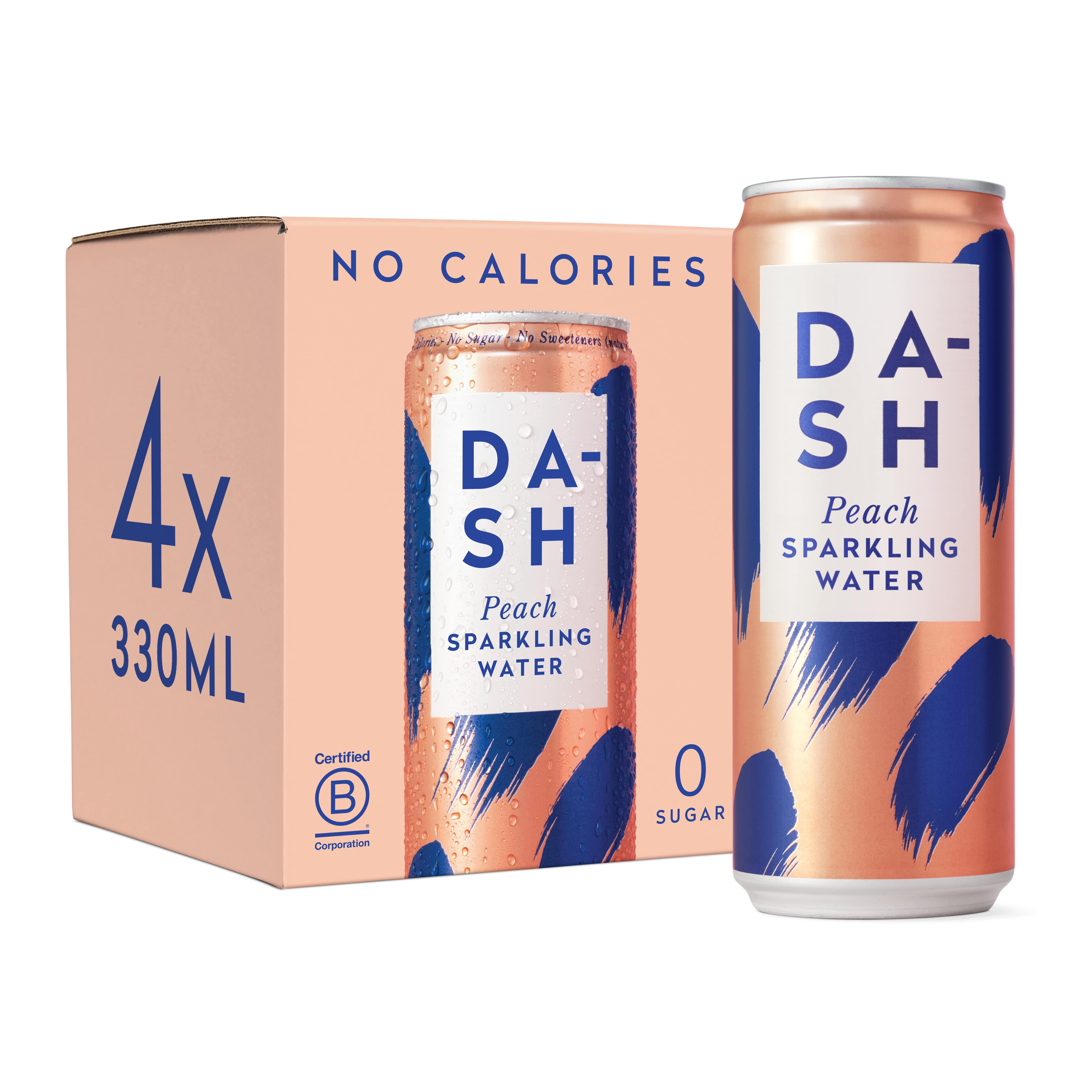Dash Water - Peach x4 Multipack Peach flavoured sparkling water 