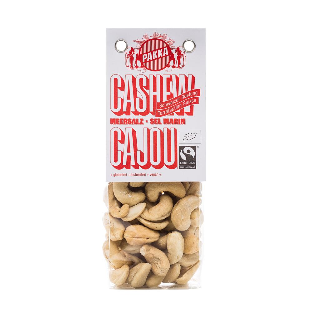 Cashew geröstet mit Meersalz, bio & fair, 100g Les noix de cajou sont cultivées en Inde. De l'arbre à vos papilles: les noix de cajou Pakka sont cueillies, pelées et triées, selon un processus entièrement manuel. Pour acquérir leur goût incomparable, elles sont grillées lentement, sans ajout d'huile, puis légèrement salées.+ biologiques & équitables+ sans gluten+ sans lactose+ vegan